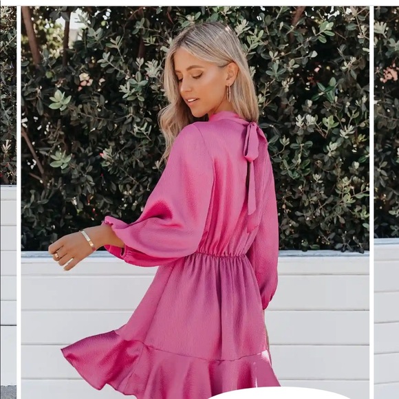 ๐NWT- VICI CALL ME ANGEL TEXTURED SATIN DRESS - PINK - Picture 3 of 8